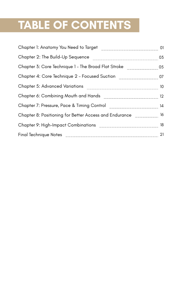 Table of contents from The Clitoral Playbook